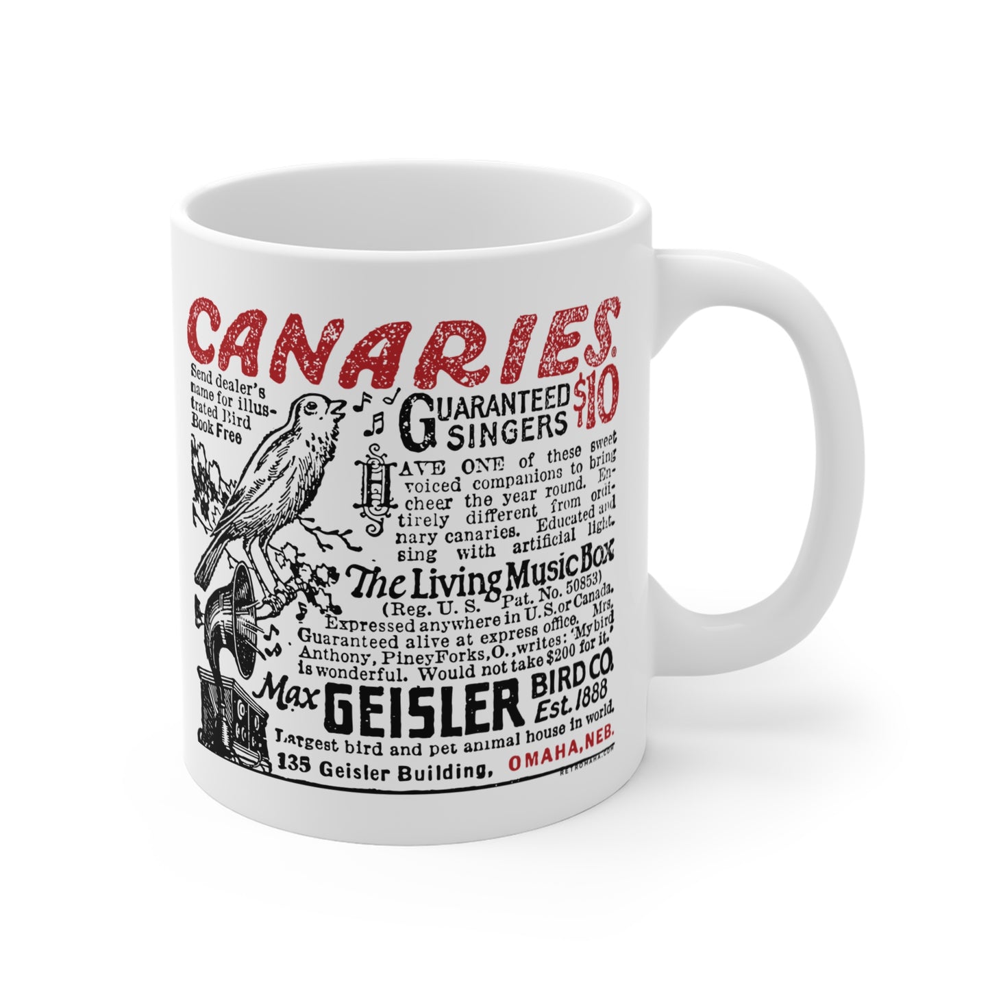 CANARIES $10 (VINTAGE OMAHA AD) Mug 11oz