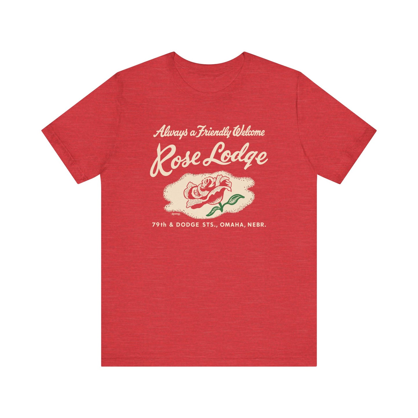 ROSE LODGE (on RED) Short Sleeve Tee